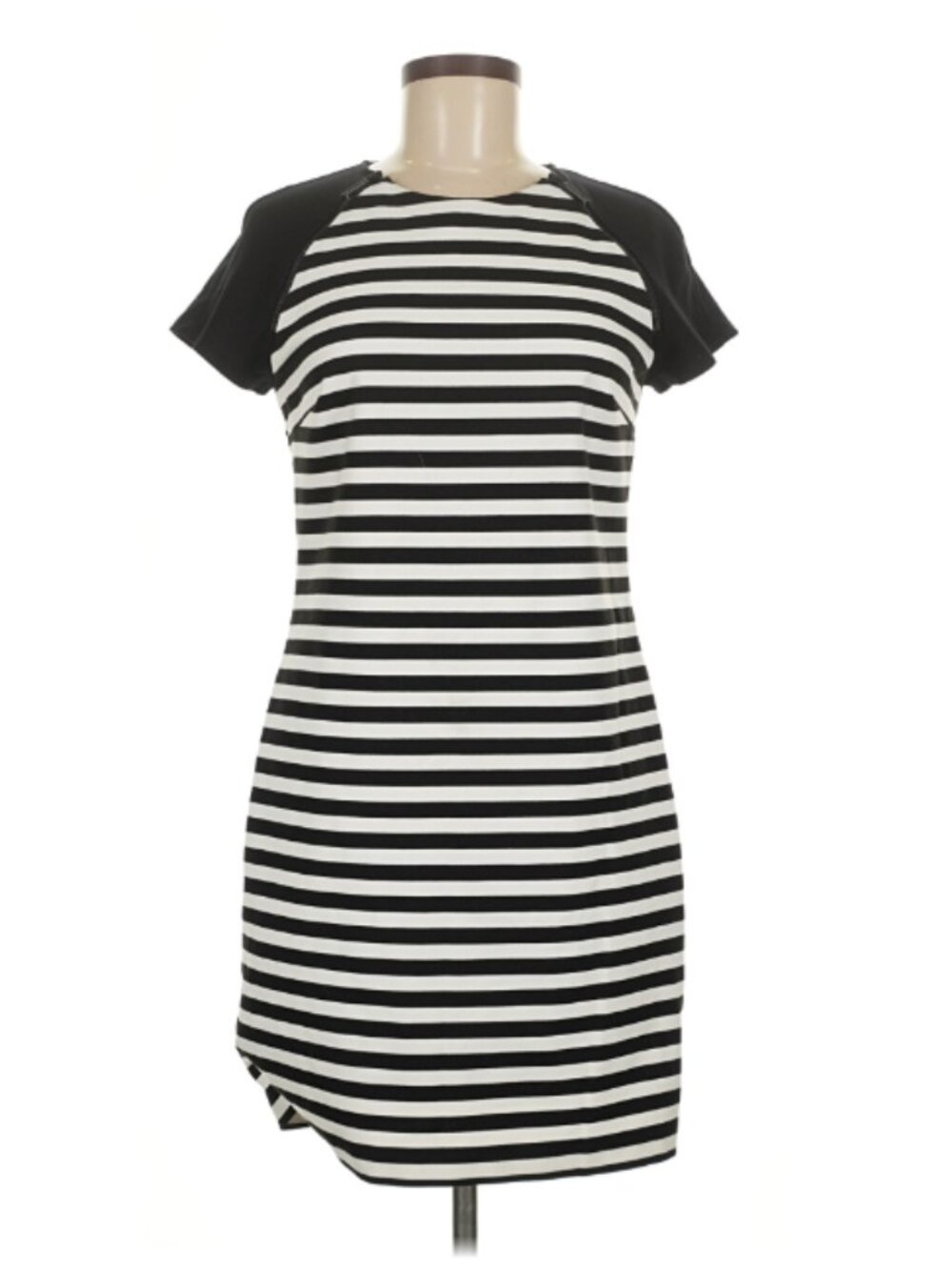 MICHAEL Michael Kors Black & White Striped Raglan Sleeve Shift Dress Size 16